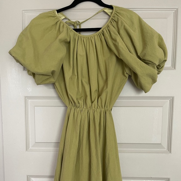 Nasty gal womens linen look open back mini dress in Lime Green - Picture 6 of 9